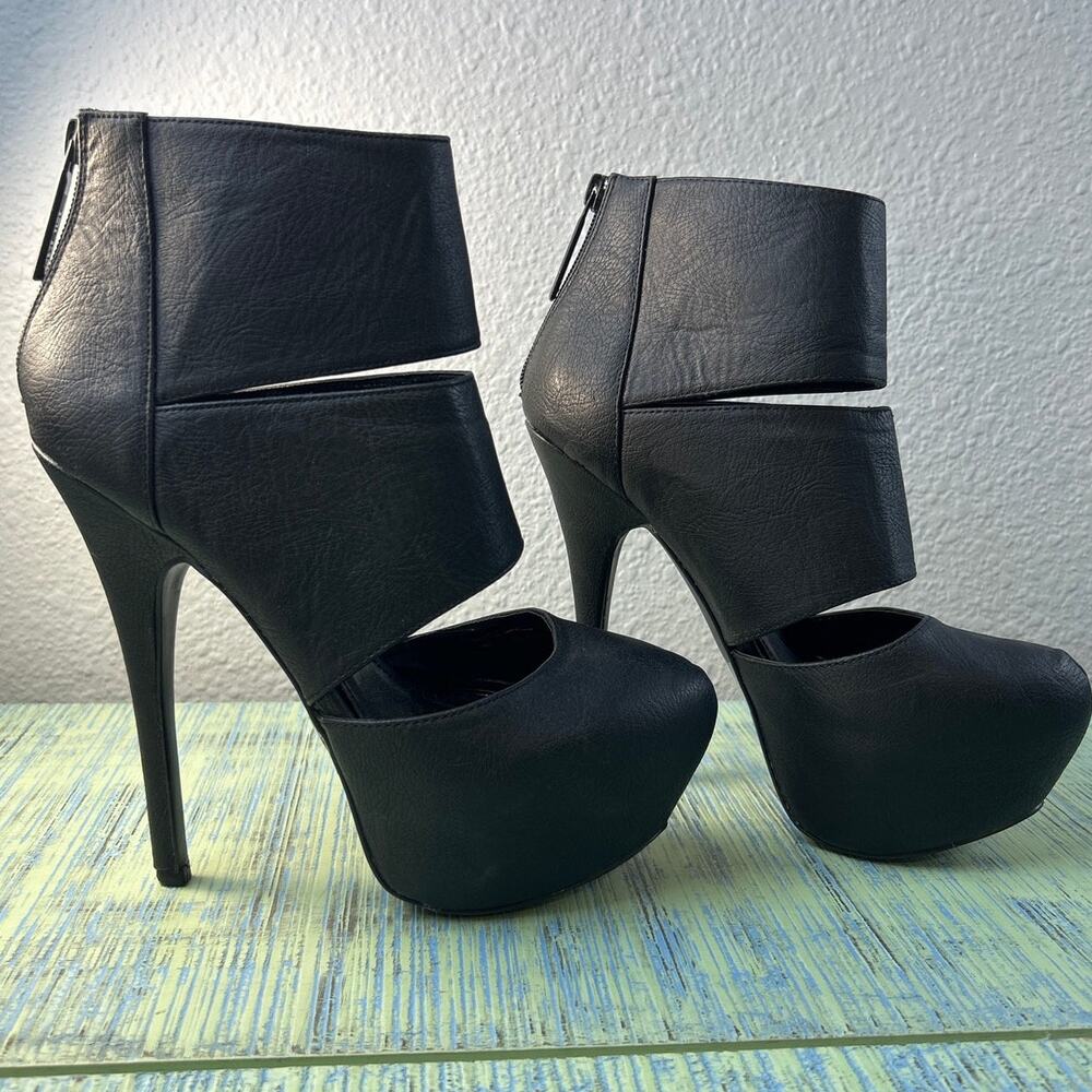 Shiekh Black 140 High Heel Platform Shoe Womens Size W 8.5